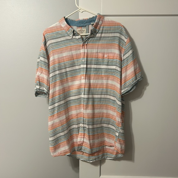 Twill Summer Button Down Weatherproof Orange/Creme/Green - Picture 2 of 4